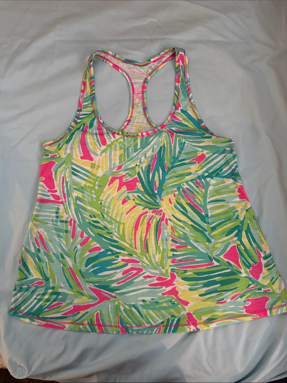 Lilly Pulitzer Luxletic Tropical Racerback Tank in Pink, Green & Yellow